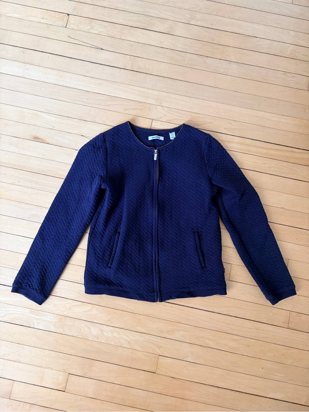 Children's Navy Quilted Zip-Front Jacket